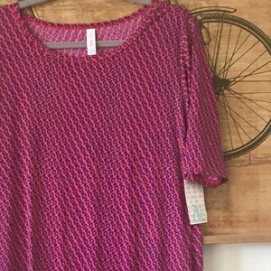 NWT LulaRoe Julia Dress Red / Blue Diamond Print